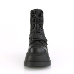 Ecopelle Nero 12 cm STOMP-13 stivaletti con zeppa plateau