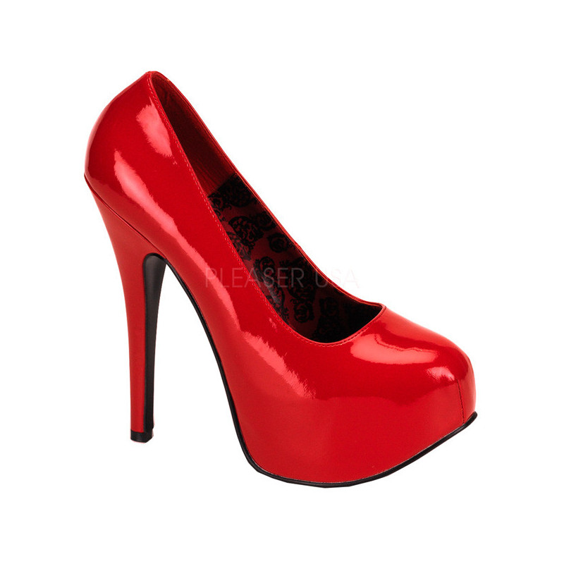 Red Shiny 14,5 cm Burlesque BORDELLO TEEZE-06 Platform Pumps