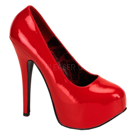 Rosso Vernice 14,5 cm Burlesque BORDELLO TEEZE-06 Plateau Scarpe Décolleté