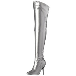 Silver Leatherette 13 cm SEDUCE-3000 overknee high heel boots
