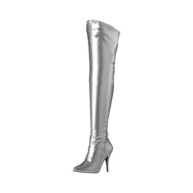 Argento Ecopelle 13 cm SEDUCE-3000 stivali overknee tacco alto