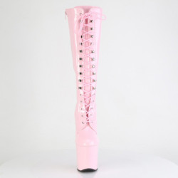 Patent 20 cm CRAZE-2023 Heelless platform pony knee boots rose