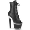 Vegan 18 cm SPECTATOR-1021 Exotic platform peep toe ankle boots black