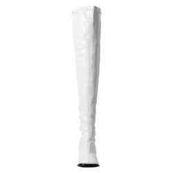 Stivali anni 70 vinile bianchi 7,5 cm disco abba gogo stivali sopra il ginocchio