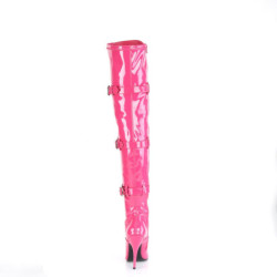Patent 13 cm SEDUCE-3028 Pink overknee boots with laces