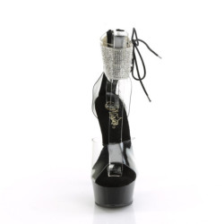 Black rhinestone 15 cm DELIGHT-624RS pleaser high heels ankle cuff