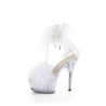 White 15 cm DELIGHT-624F exotic pole dance high heel sandals with feathers