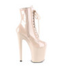 Patent 20 cm XTREME-1020 Beige lace up high heels ankle boots