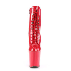 Verniciata 20 cm XTREME-1020 stivaletti tacco alto con stringati rosso