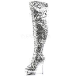 Argento Lustrini 15 cm PLEASER BLONDIE-R-3011 Stivali Overknee Plateau