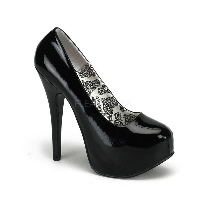 Black Shiny 14,5 cm Burlesque BORDELLO TEEZE-06 Platform Pumps