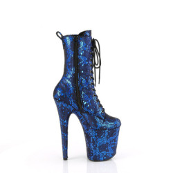 1040SPF - 20 cm pleaser high heels ankle boots Snake pattern blue