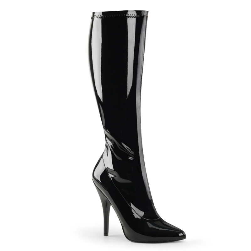 Black Shiny patent boots 13 cm SEDUCE-2000 pointed toe stiletto boots