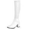 White block heel 7,5 cm - 70s years disco gogo kneeboots vinyl