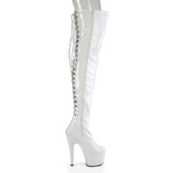 Patent 18 cm ADORE-3063 White overknee boots with laces