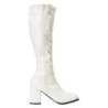 White block heel 7,5 cm - 70s years disco gogo kneeboots vinyl