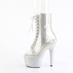 1021C-2 - 18 cm pleaser high heels ankle boots strass transparent