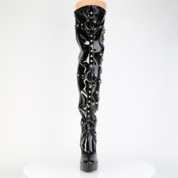 Patent 13,5 cm platform overknee high heel boots with chains