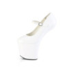Patent 20 cm CRAZE-880 Heelless platform pony pumps white