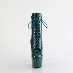 Green glitter 18 cm high heels ankle boots platform