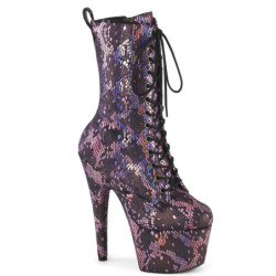1040SPF - 18 cm pleaser high heels ankle boots Snake pattern rose