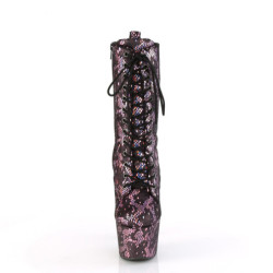 1040SPF - 18 cm pleaser high heels ankle boots Snake pattern rose