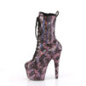 1040SPF - 18 cm pleaser high heels ankle boots Snake pattern rose
