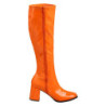 Orange block heel 7,5 cm - 70s years disco gogo kneeboots patent
