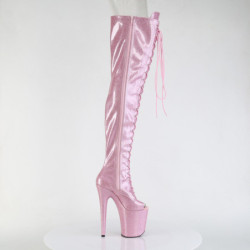 Glitter 20 cm PEEP TOE Rose thigh high boots with laces high heels