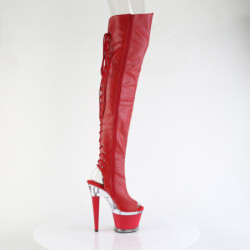 Vegan 18 cm SPECTATOR-3030 red high heeled lace up thigh high boots