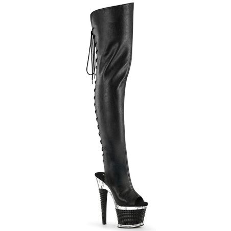 Vegan 18 cm SPECTATOR-3030 black high heeled thigh high boots