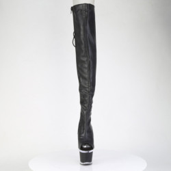 Vegan 18 cm SPECTATOR-3030 black high heeled thigh high boots