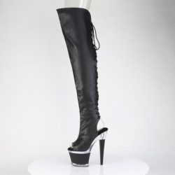 Vegan 18 cm SPECTATOR-3030 black high heeled thigh high boots