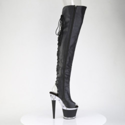 Vegan 18 cm SPECTATOR-3030 black high heeled thigh high boots
