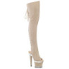 Vegan 18 cm SPECTATOR-3030 beige high heeled thigh high boots