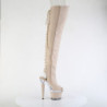 Vegan 18 cm SPECTATOR-3030 beige high heeled thigh high boots
