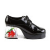Black PIMP-02 men's pimp shoes lace-up with goldfish aquarium heel