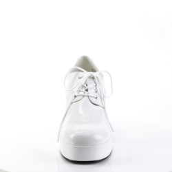 White PIMP-02 men's pimp shoes lace-up with goldfish aquarium heel
