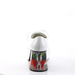 White PIMP-02 men's pimp shoes lace-up with goldfish aquarium heel