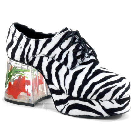 Zebra PIMP-02 men's pimp shoes lace-up with goldfish aquarium heel
