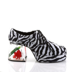 Zebra PIMP-02 men's pimp shoes lace-up with goldfish aquarium heel