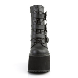 Vegan 14 cm SWING-103 womens ankle boots platform with buckles black