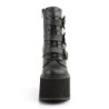 Vegan 14 cm SWING-103 womens ankle boots platform with buckles black