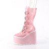 Vinyl 14 cm SWING-C emo calf-high women boots platform with buckles rose