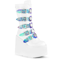 Vegan 14 cm SWING-230 emo platform calf-high buckle boots