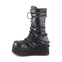 Vegan 8,5 cm TRASH emo calf-high men's boots platform with buckles black