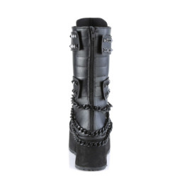 Vegan 8,5 cm TRASH emo calf-high men's boots platform with buckles black