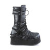 Vegan 8,5 cm TRASH emo calf-high men's boots platform with buckles black