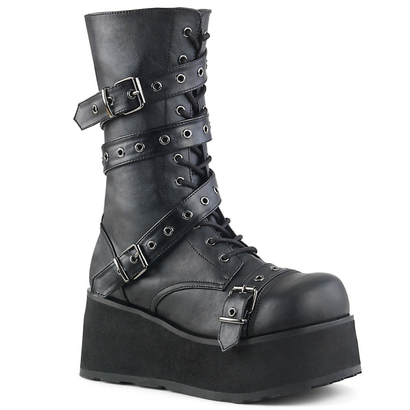 Vegan 8,5 cm TRASH205 men's boots platform with buckles black