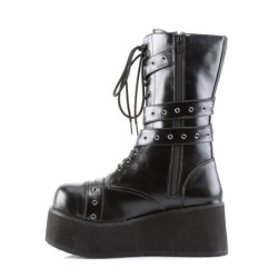 Vegan 8,5 cm TRASH205 men's boots platform with buckles black